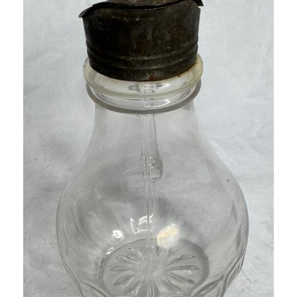 Antique Victorian Glass Pitcher With Ornate Pewter Lid & Handle - Picture 5 of 11